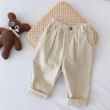 Casual Jongensbroek met Elastische Tailleband – Beige/Bruin, Comfortabele Pasvorm voor 1-5 Jaar 0